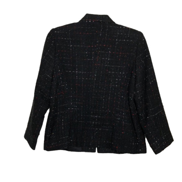 NEW - SAG HARBOR Black, Red, White Tweed Zip Front Blazer w/ Pockets - Size 12P - Picture 2 of 6